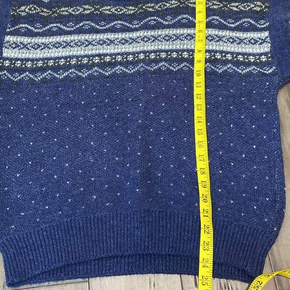 John Ashford made in Italy wool blend sweater fair isle Nordic - Picture 6 of 6